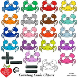 Counting Clipart, Colored Crab Clipart, Math Manipulatives, AMB-2246