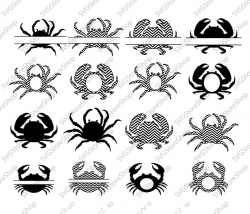 Crab SVG Cut Files, Crab Clipart, Bundle Svg,Crab Monogram Frames Cut Files  for Cricut, Silhouette Studio_Digital Download