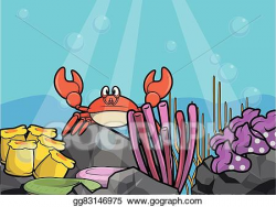 Vector Art - Crab underwater scenery . EPS clipart ...