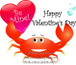 Clip Art Image of a Cute Cartoon Crab Holding a Valentine Heart
