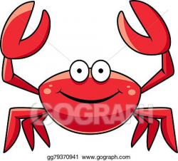 Vector Stock - Happy red marine crab with big claws. Stock ...