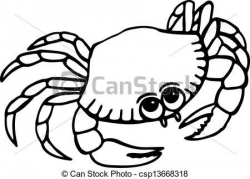 Clipart of Beach Crab - Simple black and white line drawing ...