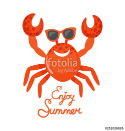 Crab in glasses, enjoy summer, oceanic underwater animal ...