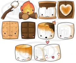 Kawaii Smores Clipart - Smore's ClipArt - Instant Download ...