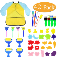 Kids Early Learning Sponge Painting Brushes Kit, 42 Pieces Sponge Drawing  Shapes Paint Craft Brushes for Toddlers Assorted Pattern, Including  Children ...