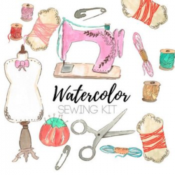 Watercolor Sewing Craft Clipart