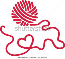 Wool ball with heart - stock vector | WydEyed | Knitting ...