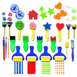 Color mogu 21 Pieces Flower Sponge Painting Brushes for Kids Early Learning  Painting Drawing Tools for Craft DIY Art Supplies