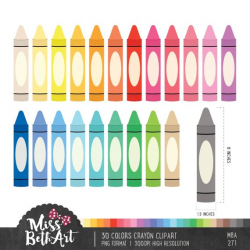 30 Colors Crayon Clipart - Instant Download | Products ...