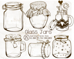 Glass Jars clipart, Mason Jars clipart, Vintage clipart, Jar ...