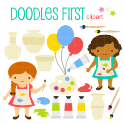 Pottery Painting Party Digital Clip Art for by DoodlesFirst ...
