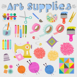 Art Supplies Clipart - Painting Clipart, Sewing Clipart, Crafting Clipart,  Craft Supplies Clipart, Digital Clipart - Instant Download PNGs