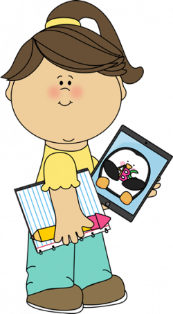 Girl with school supplies and a tablet from MyCuteGraphics ...