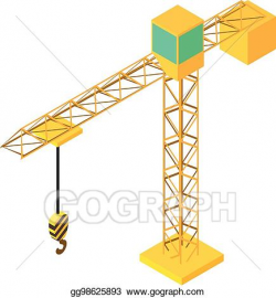 Vector Art - Building crane icon, isometric 3d style ...