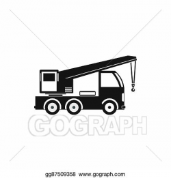 Drawing - Truck mounted crane icon, simple style. Clipart ...