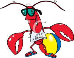 iCLIPART - Cartoon Lobster Wearing a 'Life's a Beach' Shirt ...