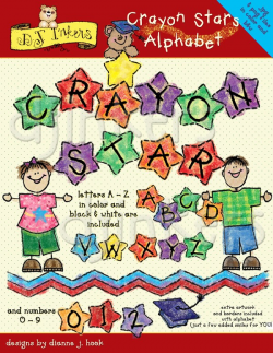 Crayon Star clip art alphabet by DJ Inkers - DJ Inkers
