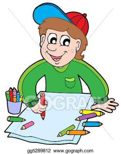 Stock Illustration - Boy with crayons. Clipart gg5289812 ...