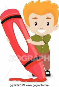 Vector Illustration - Boy holding a crayon. EPS Clipart ...