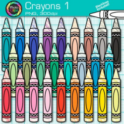 Rainbow Crayon Clip Art {Back to School Supplies for Classroom Decor} 1