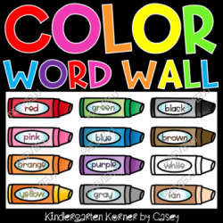 Color Word Wall Crayons 12 piece set 2 font choices Color Bulletin Board