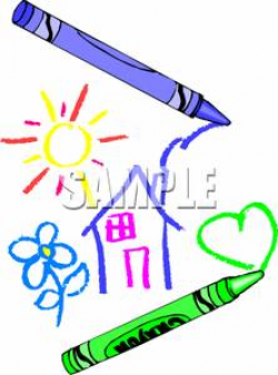 A Crayon Drawing of a House - Royalty Free Clipart Picture