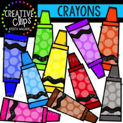 Rainbow Dotty Crayons Clipart {Creative Clips Clipart}