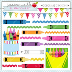 Color Me Crayons Cute Digital Clipart for Commercial or Personal Use,  Crayon Clipart, Crayon Graphics