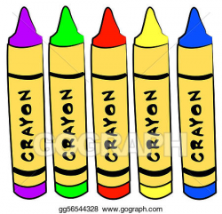Clipart - Five different color crayons standing . Stock ...