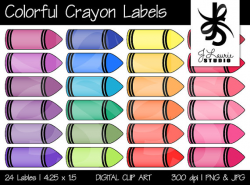 Digital Clipart Colorful Crayon Labels-Printable-Crayola ...