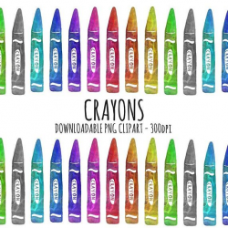 Crayon Clipart Watercolour Clipart School Supply Clipart ...