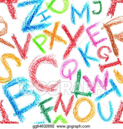 Clip Art - Crayon alphabet seamless. Stock Illustration ...
