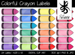 Digital Clipart Colorful Crayon Labels-Printable-Crayola ...