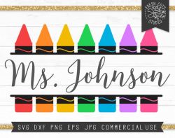 Crayon Monogram Frame SVG, Crayon Clipart, Crayon Split Frame SVG Clip Art,  Art Teacher, Art Party, Teacher Name Tag, Crayon Cut File DXF