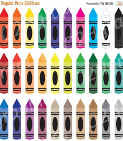 NOV 20% SALE Crayon Clipart, School Supplies Clip Art, Vector Clipart,  Digital Scrapbooking, Graphic Artwork, PNG & Jpeg, Digital Clipart, C