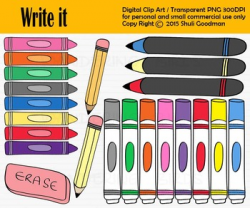 Writing Tools clip art - crayons and markers