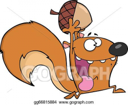 Vector Clipart - Crazy squirrel with acorn. Vector Illustration ...