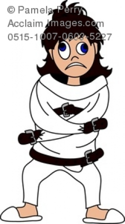 Clip Art Image of a Cartoon Crazy Guy in a Straight Jacket