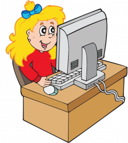 Cartoon_girl_working_with_computer.png | Pinterest | Pies art, Clip ...