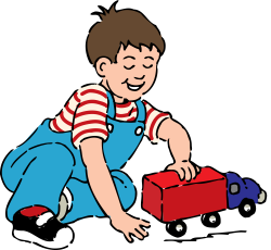 OnlineLabels Clip Art - Boy Playing With Toy Truck