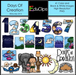 Days Of Creation Clip Art Bundle (color and B&W) | Christian ...