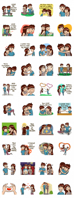 Cute, funny, lovely couple sticker for those who in love | Kawaii ...