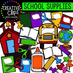 School Supplies Clipart {Creative Clips Clipart} | TpT
