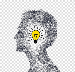 Scribble man head illustration with light bulb, Concept Idea ...