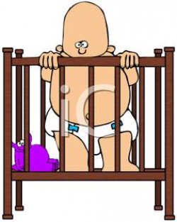 A Colorful Cartoon of a Baby In a Crib - Royalty Free ...