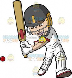 A Cricket Batsman Getting Ready To Hit The Ball