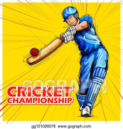 Clip Art Vector - Batsman playing cricket championship ...
