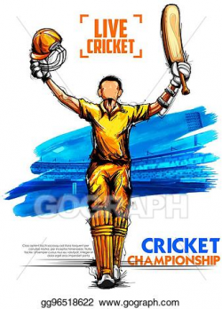 Clip Art Vector - Batsman playing cricket championship ...