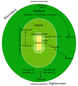 A typical cricket field placement of fielding-positions. | Adventure ...
