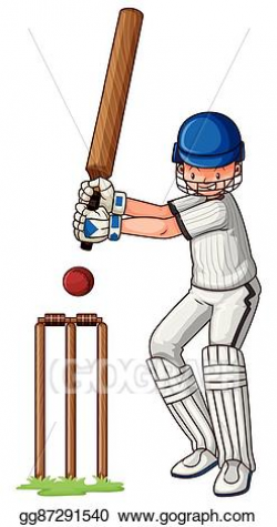 EPS Vector - Man with bat playing cricket. Stock Clipart ...